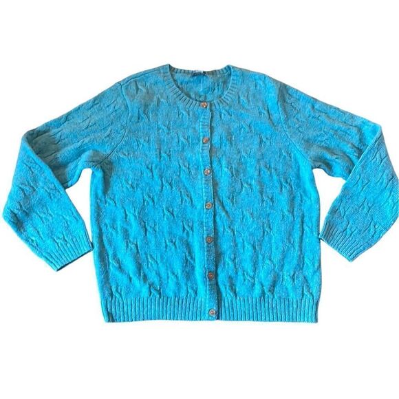 The Tog Shop 100% wool cableknit cardigan sweater XL - Picture 1 of 7